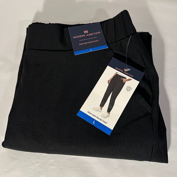 Modern Ambition Women's High Rise Travel Pant Size L Black Pull On Stretch (NEW) - Picture 13 of 14
